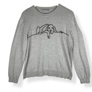 Alashan Lazy Lab Dog Sweater Womens Size Large Gray Cotton Cashmere Knit Top